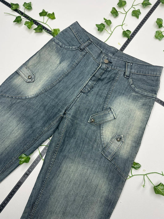 Sea Road Industrial Low Waist Flared Jeans M - MonkeysVintage