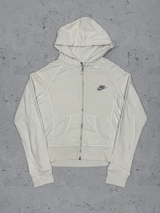 Nike Vintage Kapuzenjacke Zipper Hoodie Weiß S - MonkeysVintage
