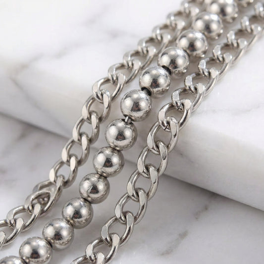 "Urban Edge" Streetwear Hosenkette dreireihiges Design Silber Pants Chain