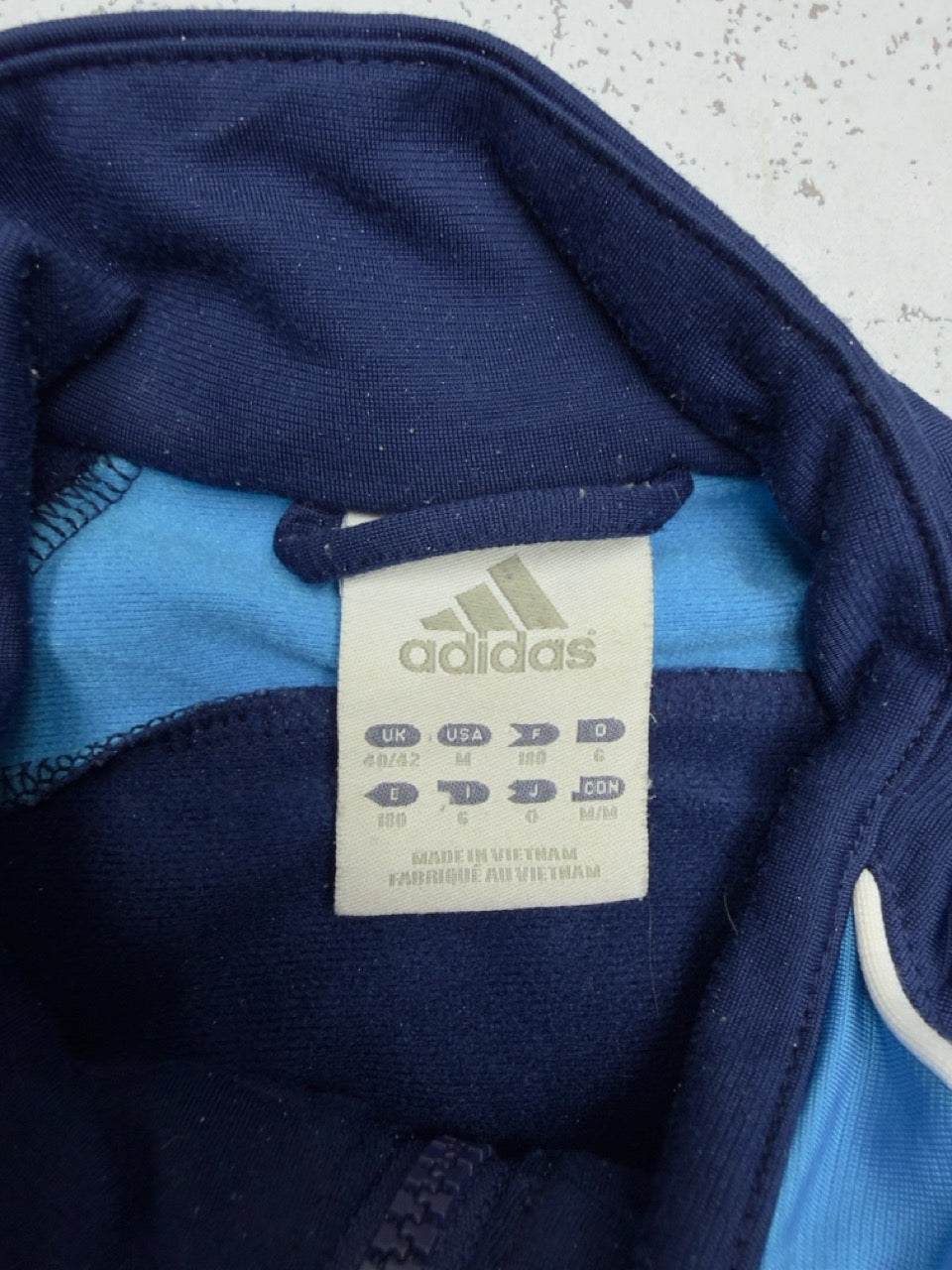 Adidas Trainingsjacke navy hellblau Etikett Größe M