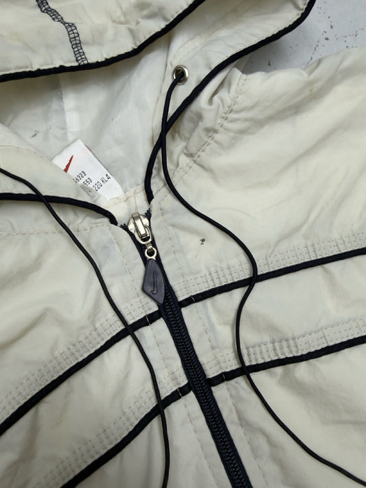 Nike Windbreaker Kapuzenjacke creme Kragen und Zipper Detail