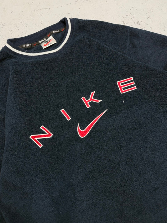 Nike vintage Big Logo embroidery Fleece Sweatshirt Sweater blau XL