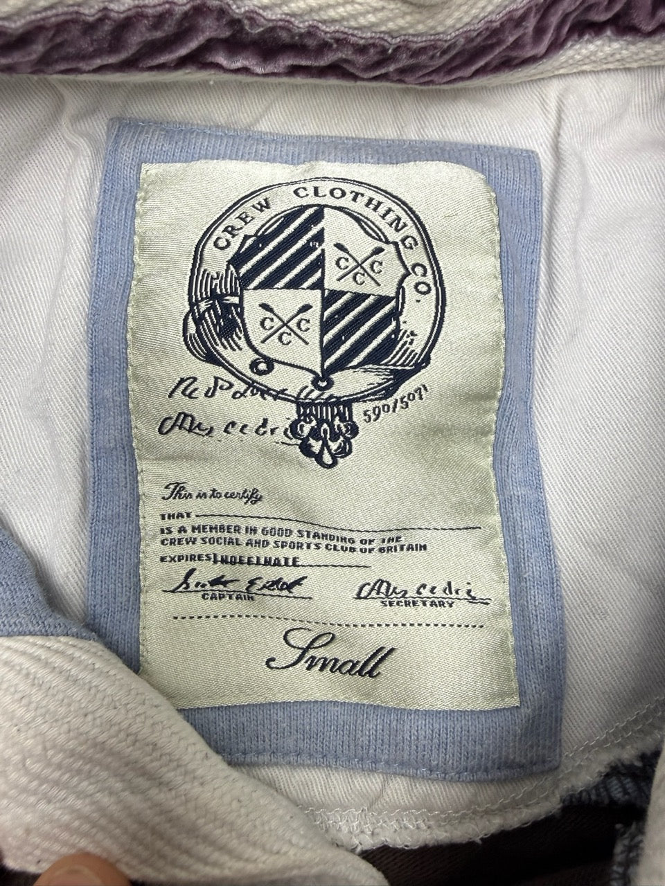 Crew Clothing Rugby Longsleeve hellblau braun Detail