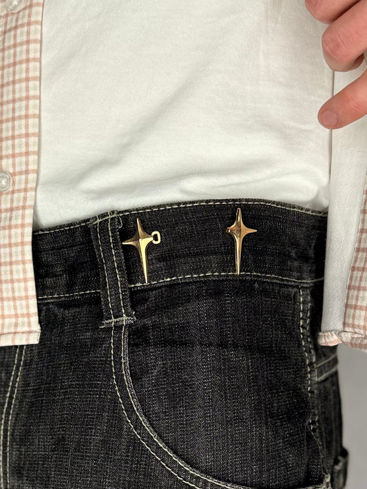 StarHold Clips Gold – 4er Set – Jeans & Jacken enger machen / croppen Y2K Gürtel