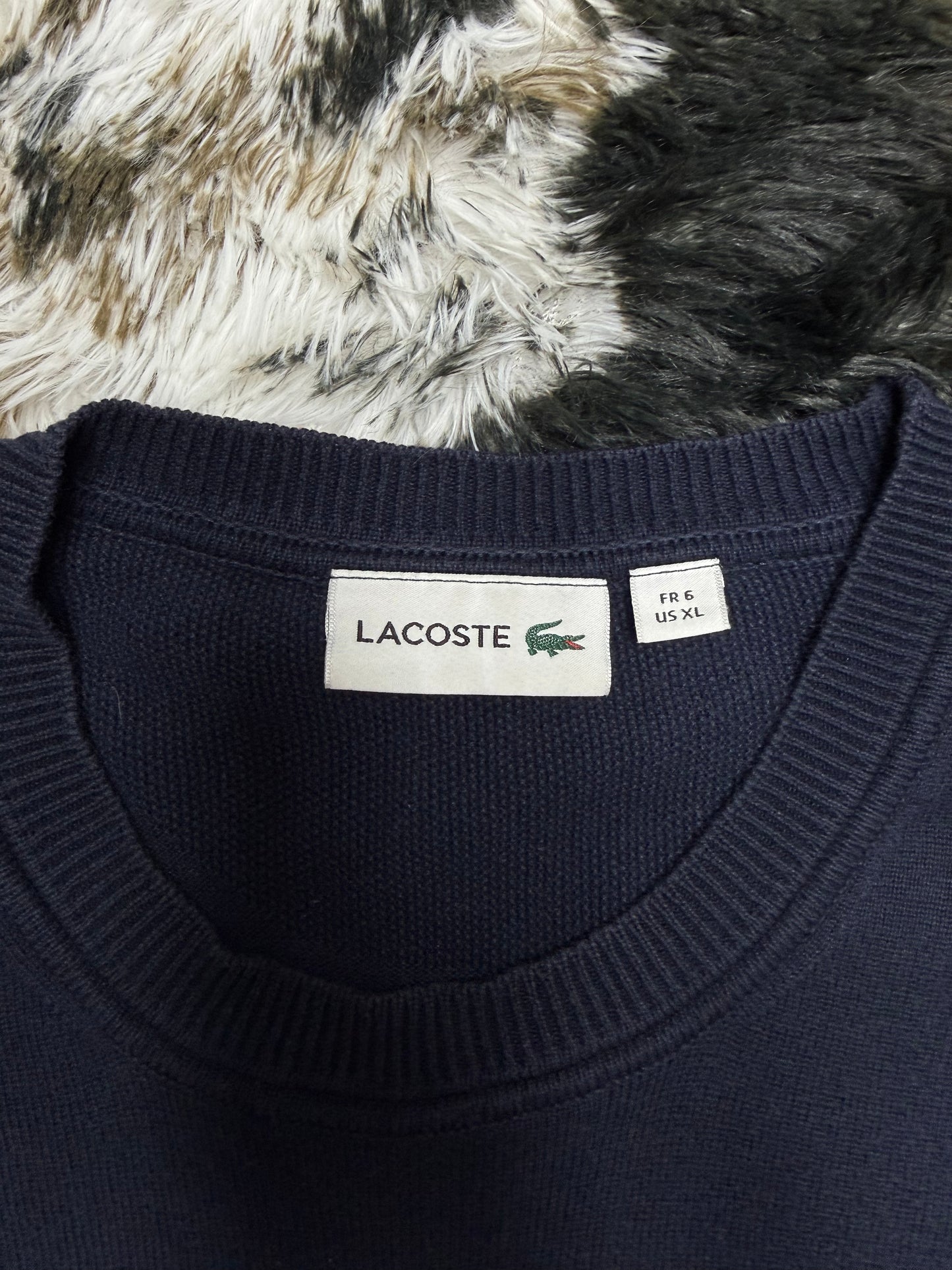 Lacoste small logo embroidered vintage Knitwear Strick Sweatshirt Sweater XL