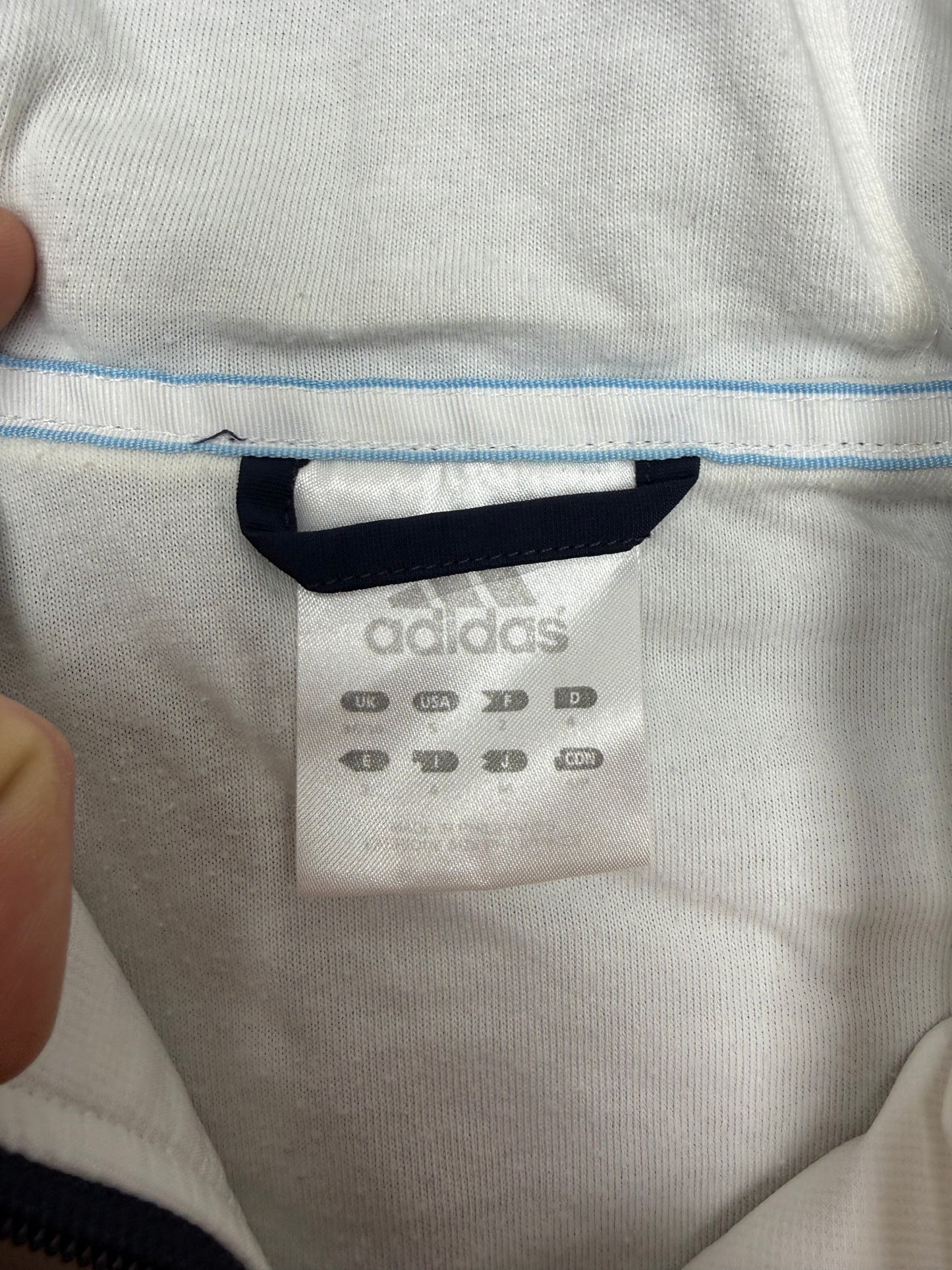 Adidas vintage Trainingsjacke mit Kapuze leicht gefüttert weiß S