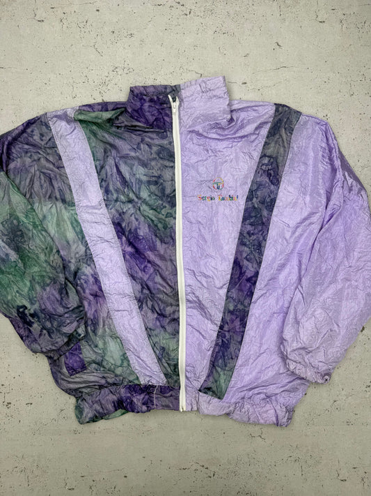 Sergio Tacchini vintage Shellsuit-Jacke lila Windbreaker Trackjacket 80s XL