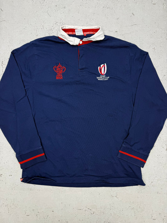 Rugby World Cup vintage France 2023 Rugbyshirt blau 2XL XXL