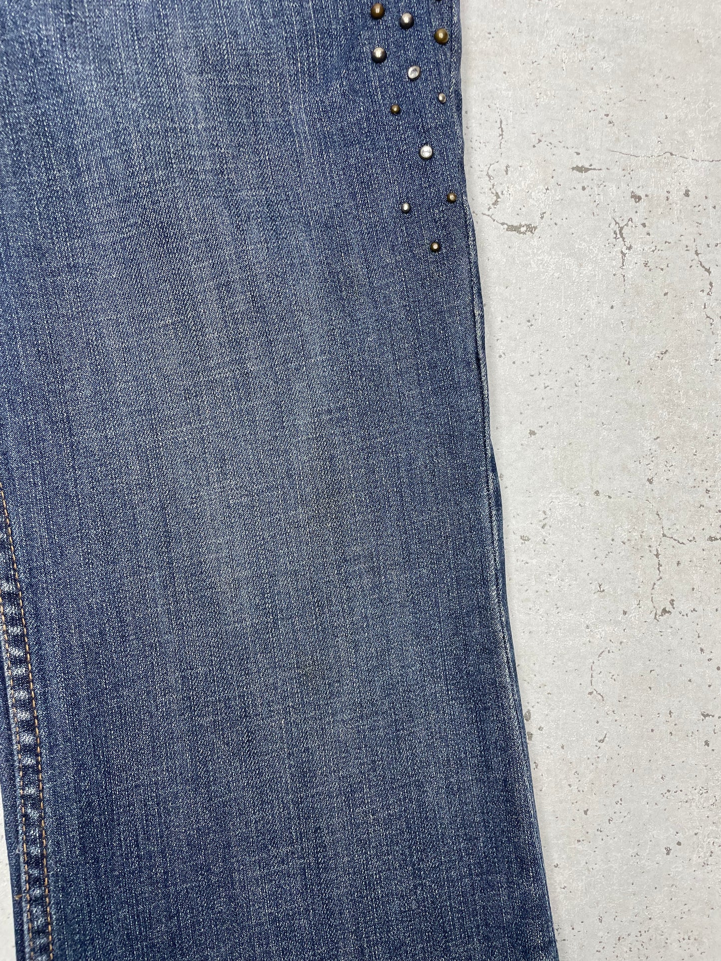 Harley Davidson Y2K Vintage Low Waist Flared Jeans Blau L - MonkeysVintage