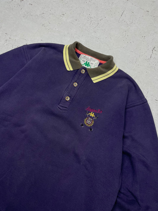 Kappa Vintage Sweatshirt mit Kragen lila L - MonkeysVintage