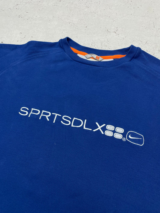 Nike Vintage sportswear Sweatshirt embroidered blau weiß L - MonkeysVintage