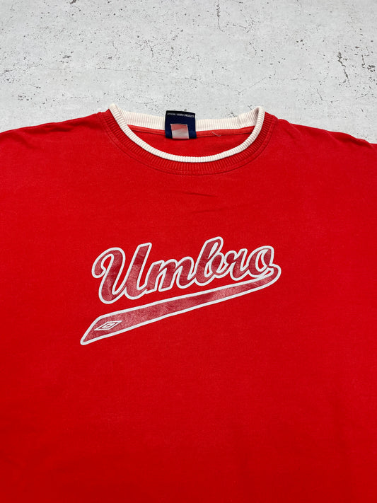 Umbro Vintage College Sweatshirt Y2K rot weiß L - MonkeysVintage