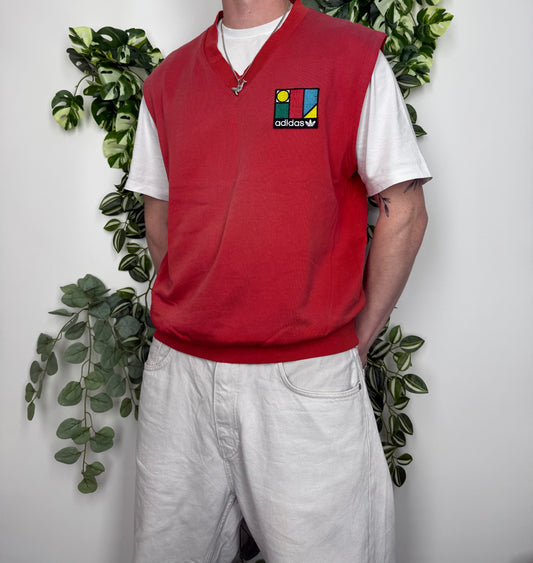 Adidas 80er Ivan Lendl Vintage Pullunder Sweatshirt Rot M - MonkeysVintage