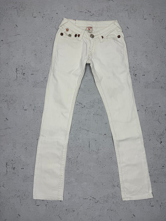 True Religion Vintage Slim Fit Low Waist Jeans Weiß XS - MonkeysVintage