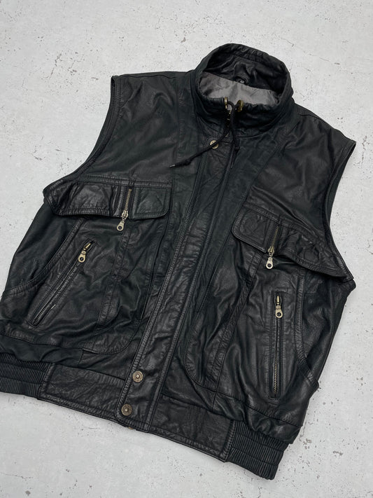 Trapper Vintage Y2K Lederweste Streetwear 48 M