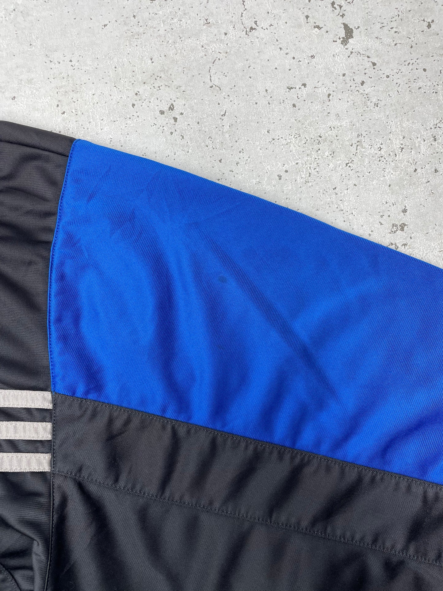 Adidas vintage big Logo Trackjacket Zipper Jacke blau schwarz L