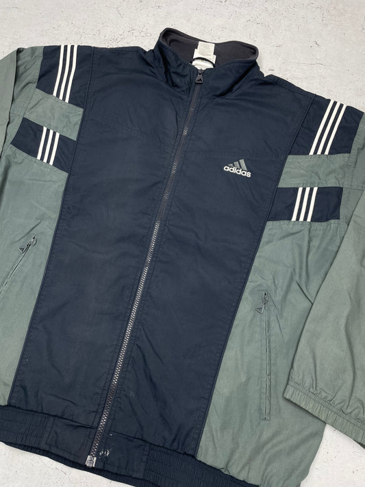 Adidas vintage Trackjacket Jacke Zipper grün blau XL