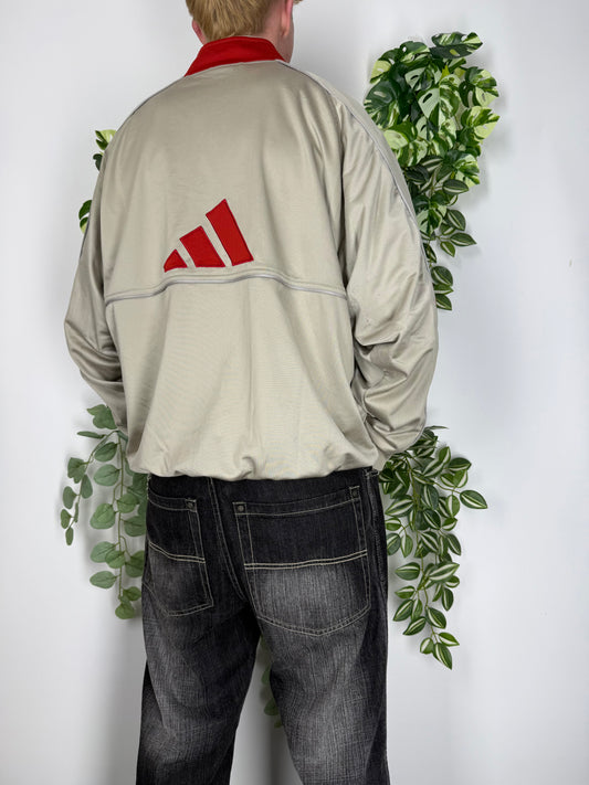 Adidas vintage Y2K big Logo Trackjacket Zipper Jacke rot beige L