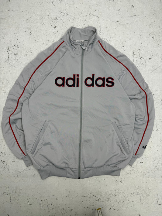 Adidas Vintage Trainingsjacke in Grau Rot, Vorderseite