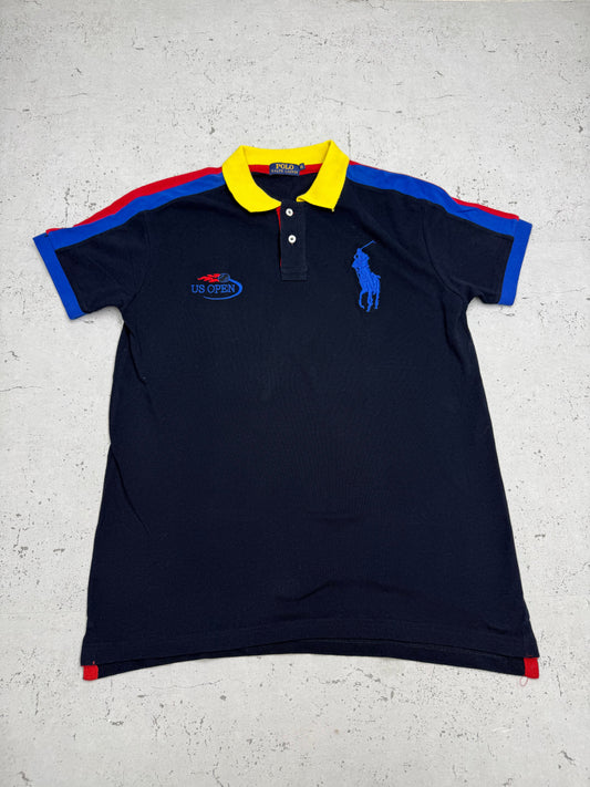Polo Ralph Lauren US Open Vintage Poloshirt in Navy, Größe M, Vorderseite