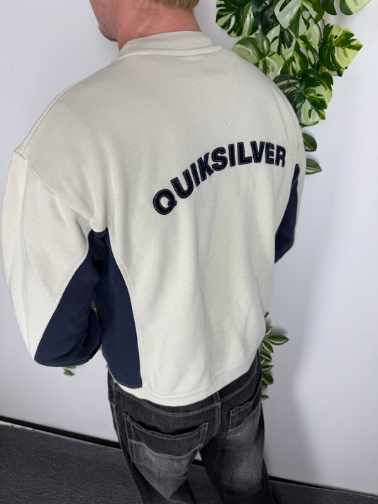 Quiksilver Sweatshirt Vintage Colorblock in Creme, Größe M, Fitpic Rückseite