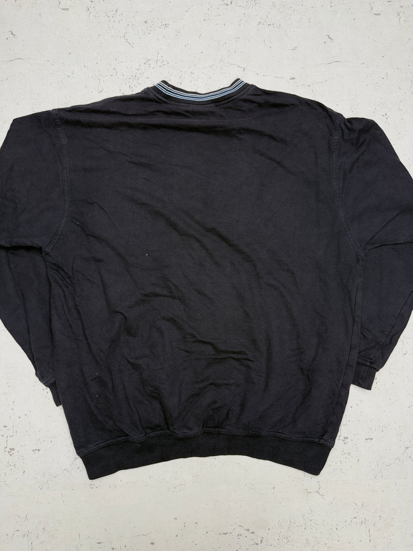 Puma vintage Big Logo 90s Sweatshirt Velour Samt Crewneck blau washed XL
