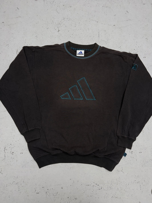 Adidas Vintage Sweatshirt Dunkelbraun – Frontansicht flach