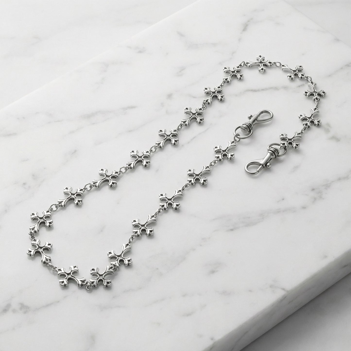 "Holy Drip" Streetwear silber Hosenkette mit Kreuzen als Glieder Pants Chain