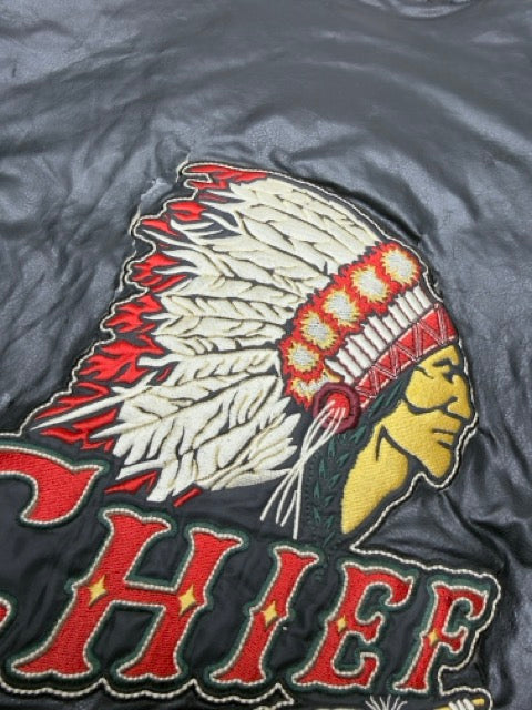 Steve & Barrys vintage Chief Collegejacke Lederjacke Bomberjacke schwarz M