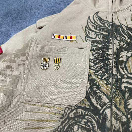 Ecko Unltd. vintage Y2K Japanese Zipper Sweatshirt Jacke beige L