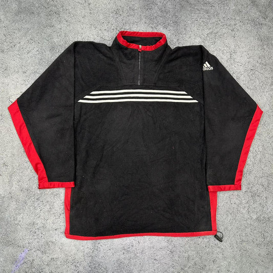 Adidas vintage Fleece Zip Sweatshirt schwarz XXL