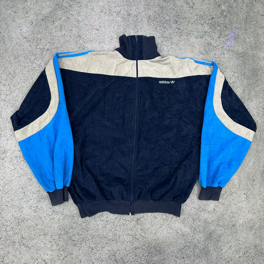 Adidas vintage Zipper velour / samt Sweatshirt Jacke blau L