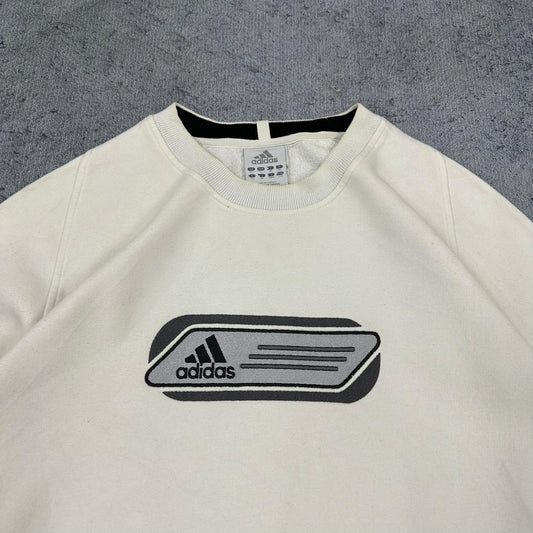 Adidas vintage big Box Logo Sweatshirt Sweater Crewneck Y2K weiß XL