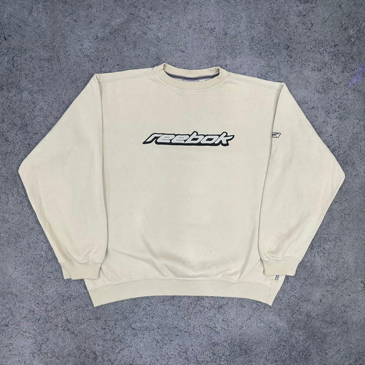 Reebok vintage big Logo Sweatshirt Sweater Crewneck Y2K beige L