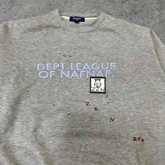 NAF NAF vintage 90s embroidery Sweatshirt Sweater Crewneck grau L