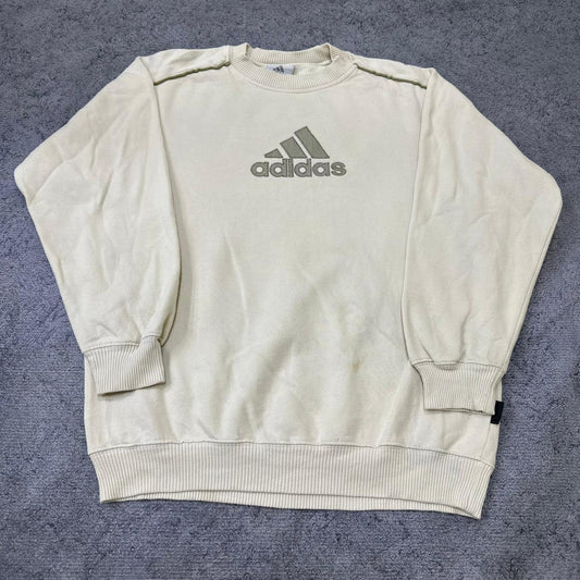 Adidas vintage big Logo Sweatshirt Crewneck Sweater beige S