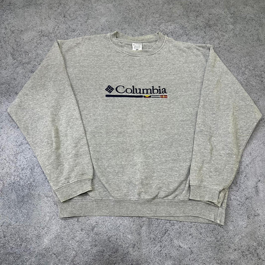 Columbia vintage big Logo Sweatshirt Crewneck Sweater grau M