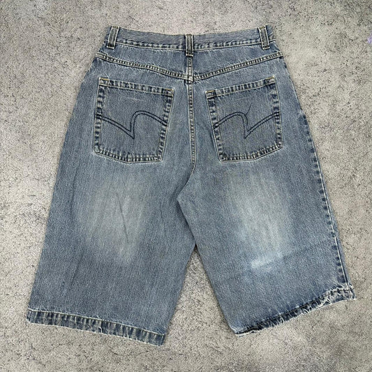 Banana Jack vintage Jorts Shorts Denim kurze Hose Jeans baggy Fit blau W34 L
