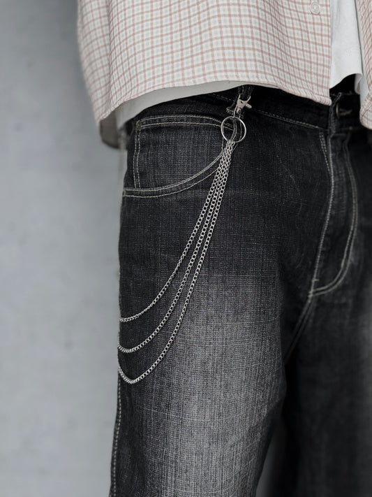 Layered Hosenkette Simple Silver Metall silber Y2K Streetwear