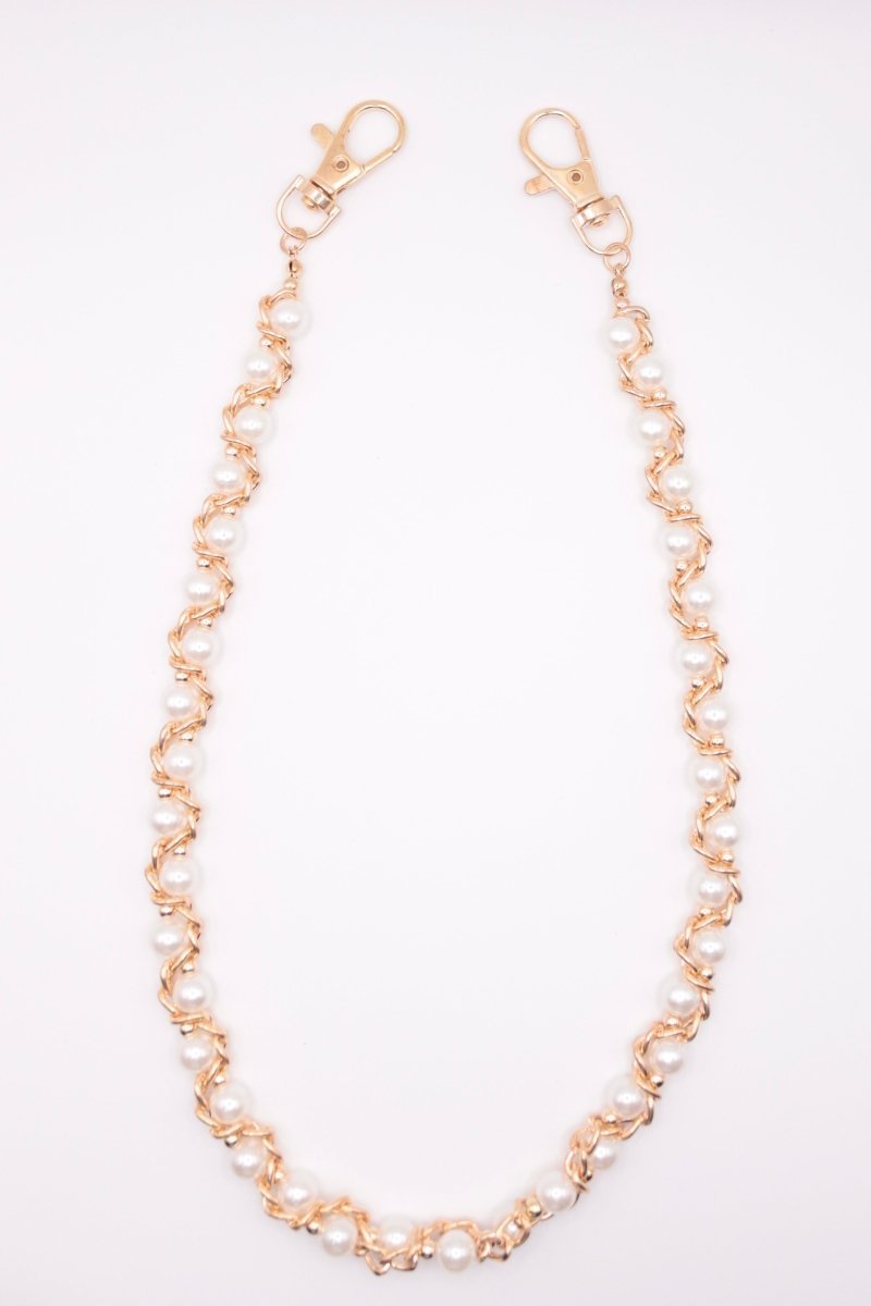 "Desert Pearl" - Edle Perlen - Hosenkette / Wallet Chain mit Gold - Details – Y2K Streetstyle Accessoire - MonkeysVintage