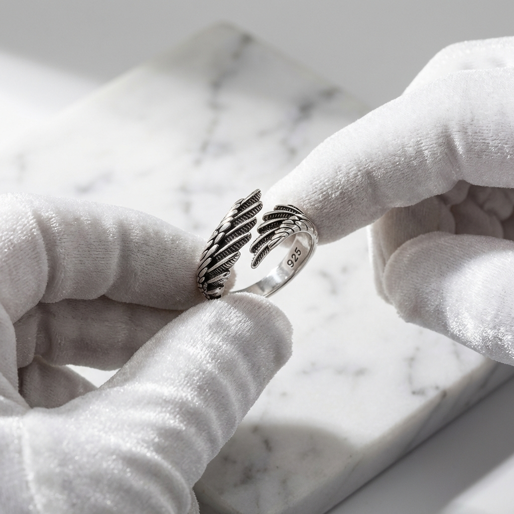 "Eros" Streetwear 925 Silber Ring Flügel größenverstellbar Y2K