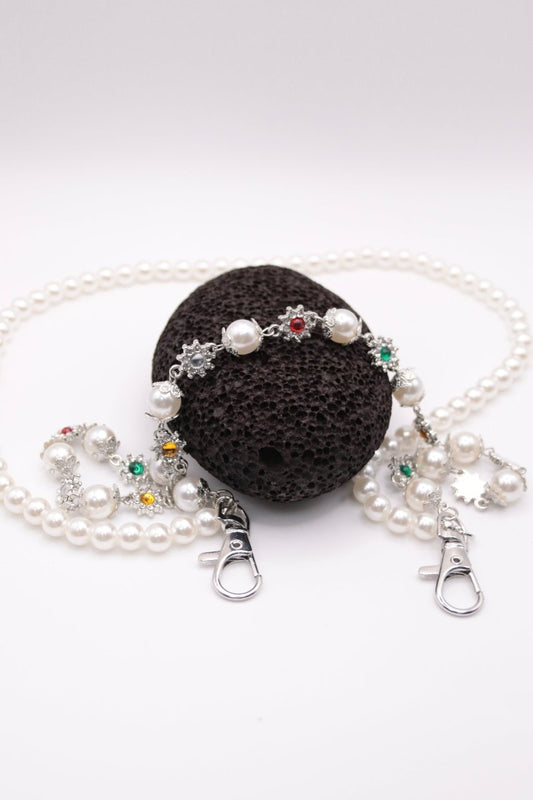 "Royal Charm" - Zweifarbige Perlen - Hosenkette mit Silberakzenten - MonkeysVintage