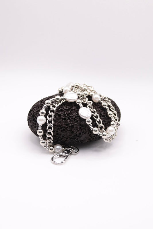 "Twin Orbit" Doppelreihige Hosenkette mit Perlen und Metall - Details - MonkeysVintage