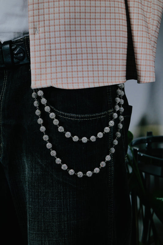 „Crystal Sphere“ Doppellagige Strass-Hosenkette Iced Out