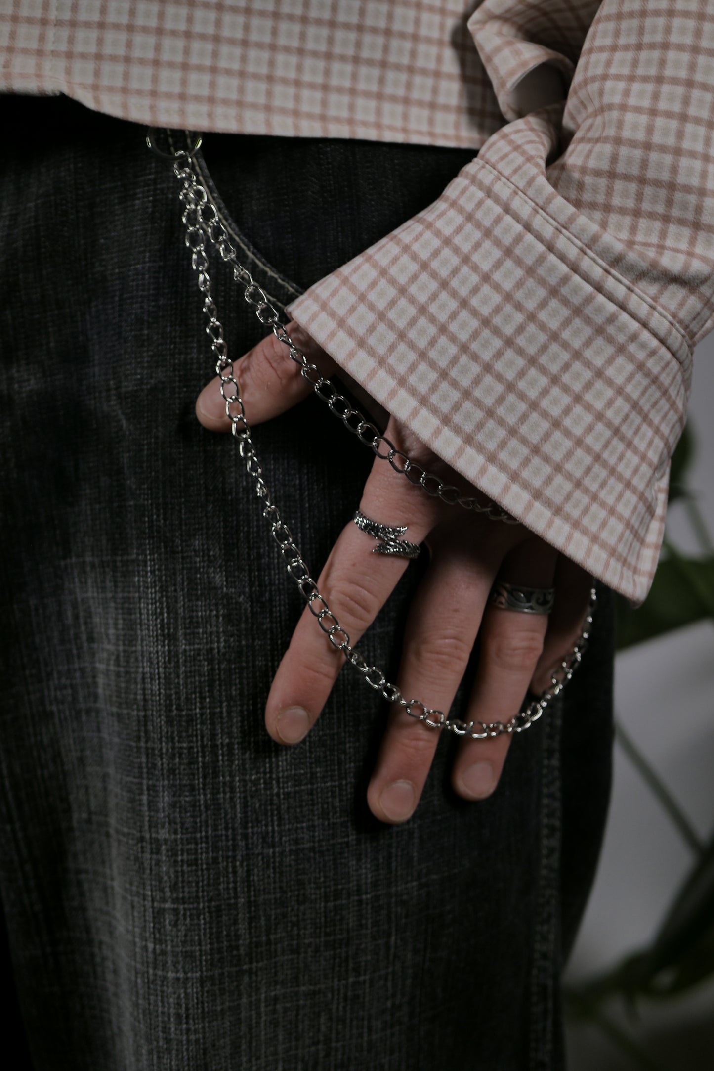 "Roadlink" - Doppel-Hosenkette silber - Skater Y2K Biker Streetwear Rave