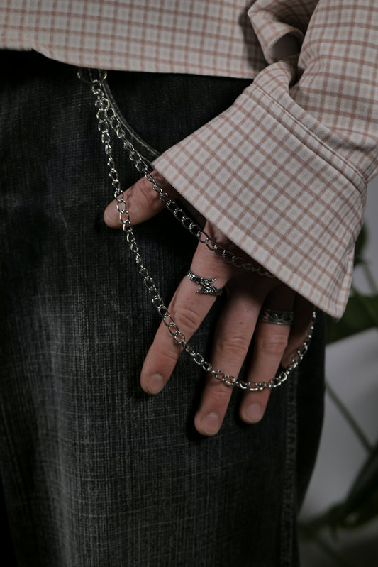 "Roadlink" - Doppel-Hosenkette silber - Skater Y2K Biker Streetwear Rave