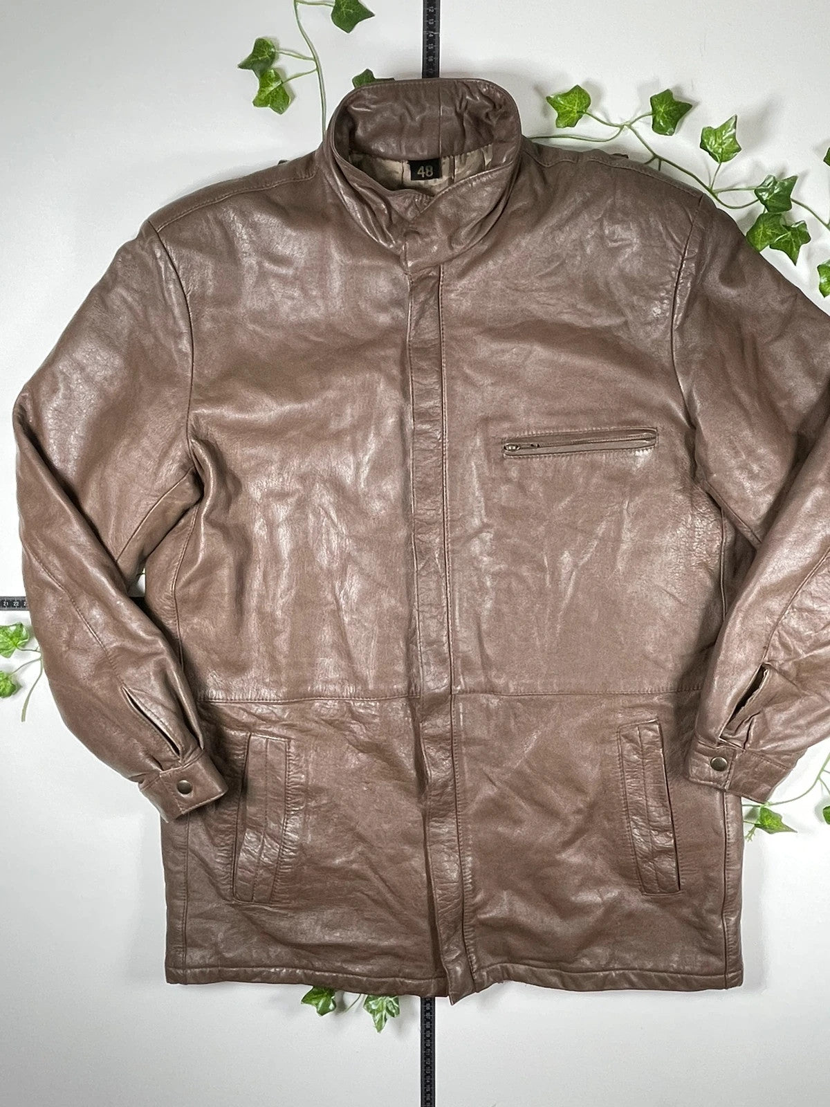 Vintage Leder Jacke Mantel Parka M - MonkeysVintage