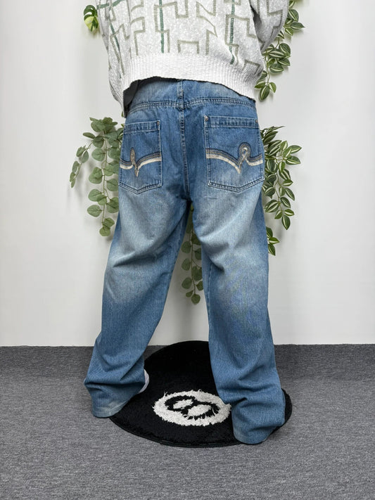 Sive Jungle & Co. Vintage Bestickte Hip Hop Baggy Jeans W42 L34 - MonkeysVintage