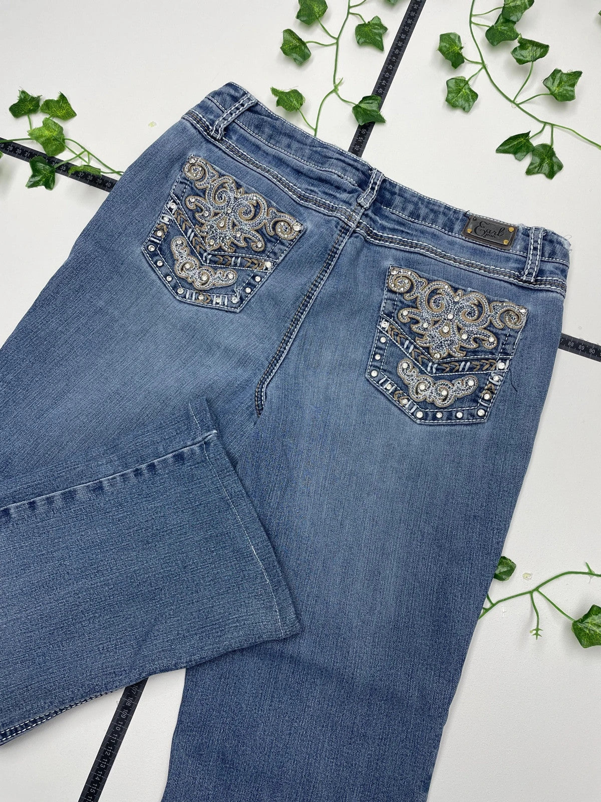 Earl Jean Vintage bestickte Jeans Low Waist Baggy S - MonkeysVintage