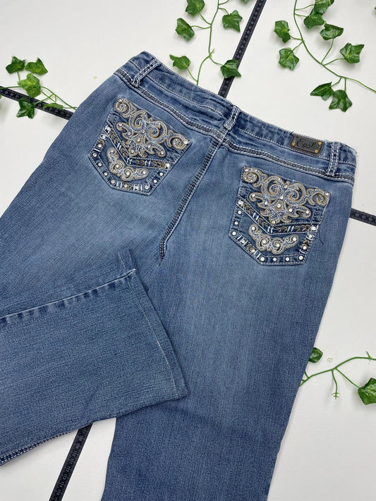 Earl Jean Vintage bestickte Jeans Low Waist Baggy S - MonkeysVintage